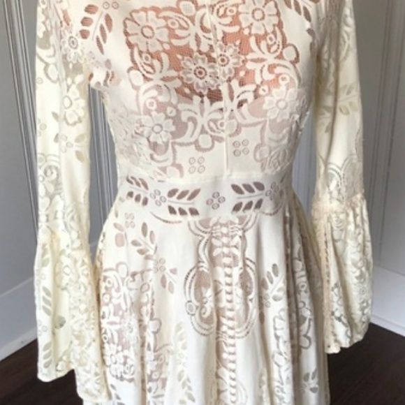 ANTHROPOLOGIE Free People MESH LACE DRESS 4 XS - Picture 6 of 6